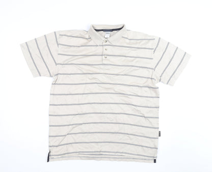 Decathlon Creation Men’s Beige Striped Cotton Polo Shirt Size M