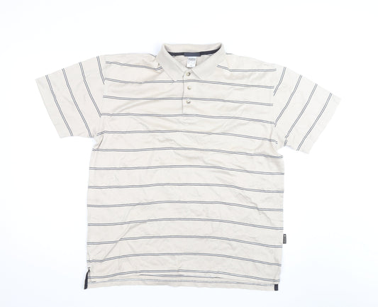 Decathlon Creation Men’s Beige Striped Cotton Polo Shirt Size M