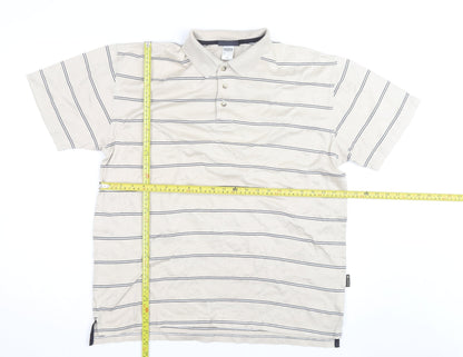 Decathlon Creation Men’s Beige Striped Cotton Polo Shirt Size M