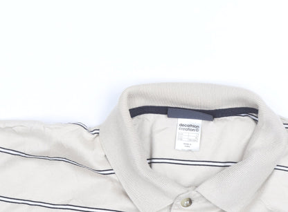 Decathlon Creation Men’s Beige Striped Cotton Polo Shirt Size M