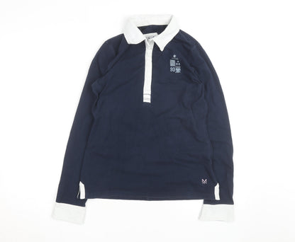 Crew Clothing Co Womens Blue Collared Long Sleeve Polo Shirt Size 10