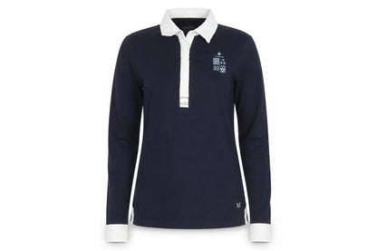 Crew Clothing Co Womens Blue Collared Long Sleeve Polo Shirt Size 10