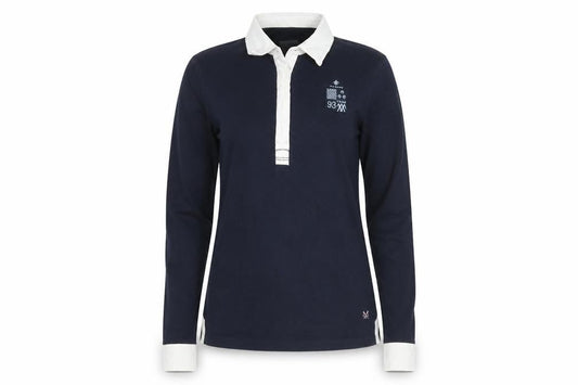 Crew Clothing Co Womens Blue Collared Long Sleeve Polo Shirt Size 10