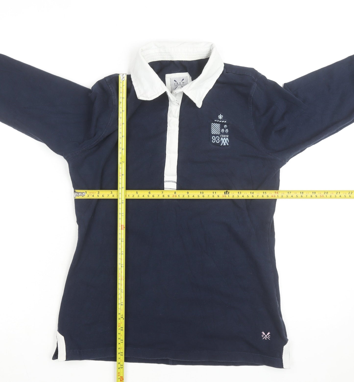 Crew Clothing Co Womens Blue Collared Long Sleeve Polo Shirt Size 10
