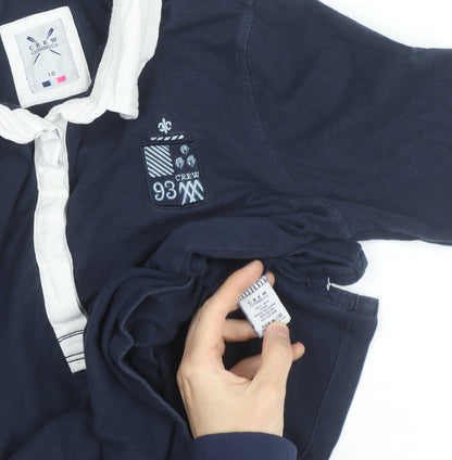 Crew Clothing Co Womens Blue Collared Long Sleeve Polo Shirt Size 10