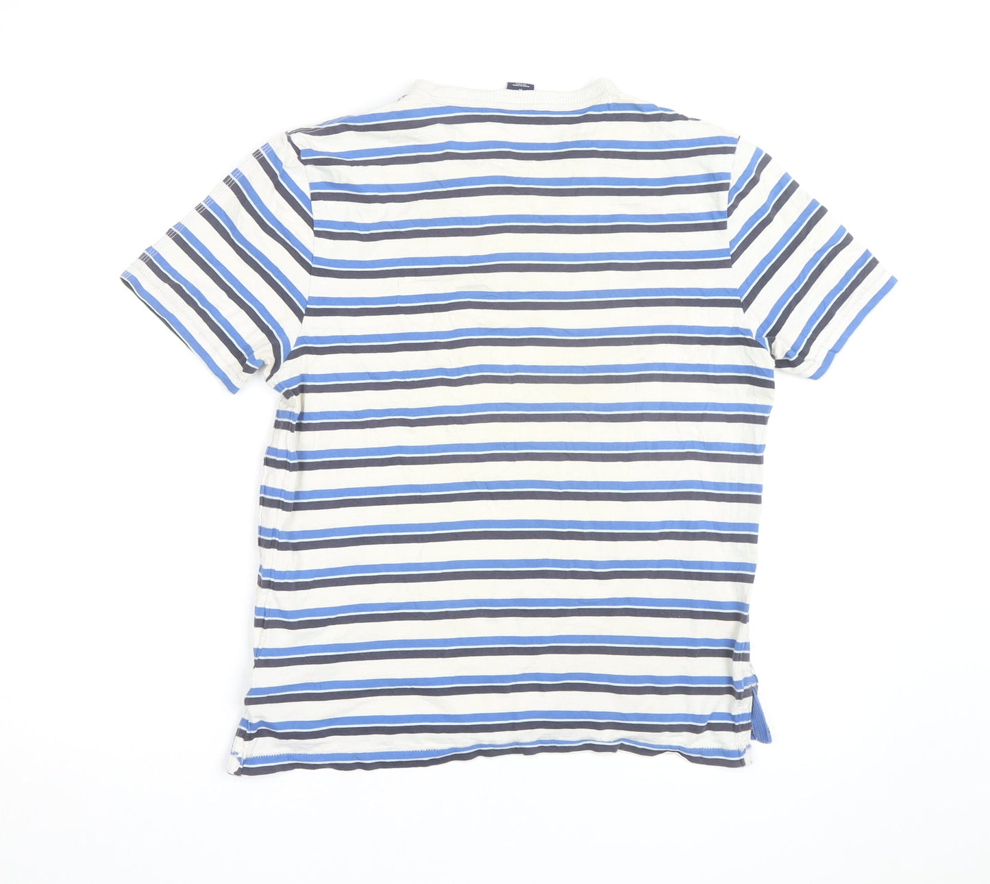 GAP Men's Blue Striped V-Neck Short Sleeve Cotton T-Shirt Size M