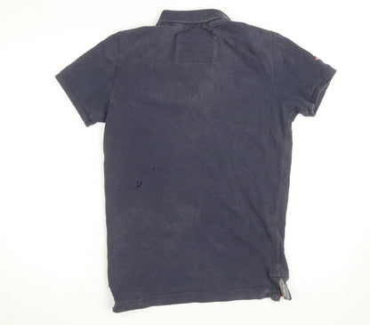 Superdry Men's Blue Slim Fit Cotton Polo Shirt Size M