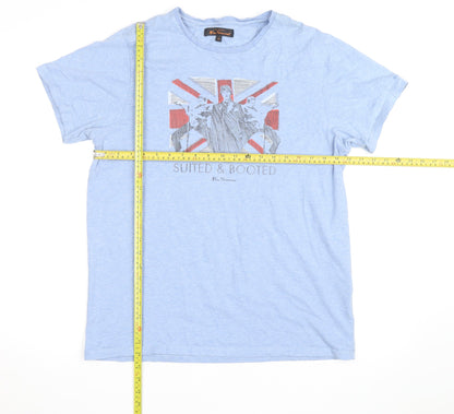 Ben Sherman Men's Blue Union Jack Graphic Crew Neck T-Shirt XL