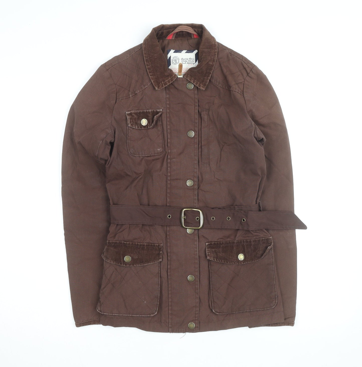 Fat Face Women's Brown Belted Utility Jacket Size 8 Cotton Waxed Style