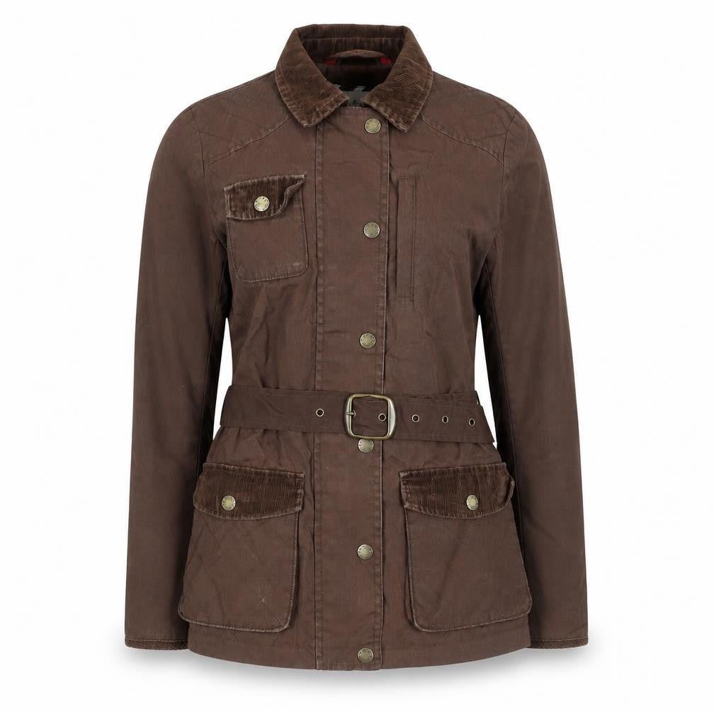 Fat Face Women's Brown Belted Utility Jacket Size 8 Cotton Waxed Style