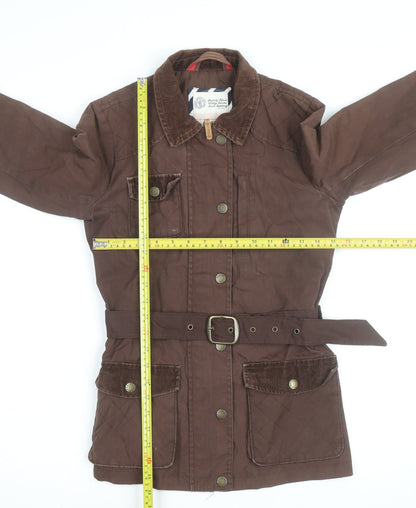 Fat Face Women's Brown Belted Utility Jacket Size 8 Cotton Waxed Style