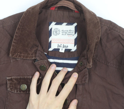 Fat Face Women's Brown Belted Utility Jacket Size 8 Cotton Waxed Style