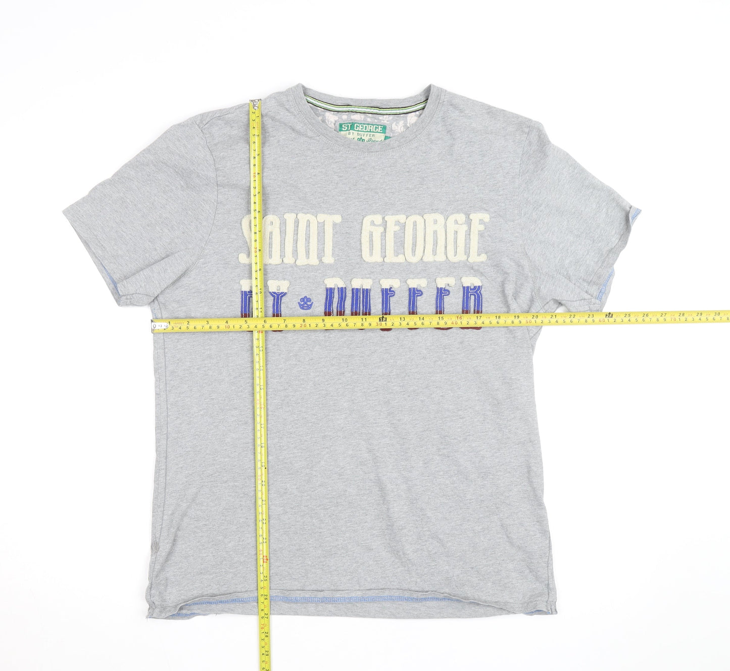 St George By Duffer Men's Grey Graphic T-Shirt Size L
