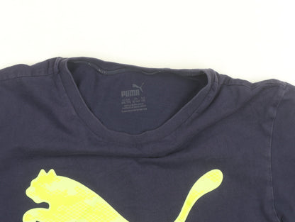 Puma Boys Blue Graphic Logo Sports T-Shirt 15-16 Years Regular Fit