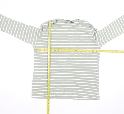 Wee Women’s Green White Striped Long Sleeve Cotton T-Shirt Size 18-20