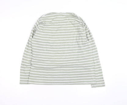 Wee Women’s Green White Striped Long Sleeve Cotton T-Shirt Size 18-20
