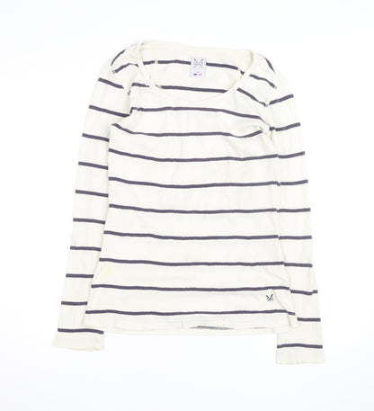 Crew Clothing Women Ivory Navy Stripe Cotton Long Sleeve Pullover Jumper Size 14