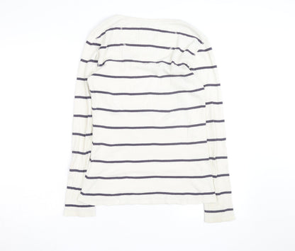 Crew Clothing Women Ivory Navy Stripe Cotton Long Sleeve Pullover Jumper Size 14