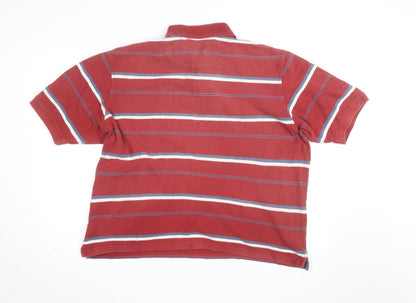 Timberland Men's Red Striped Cotton Polo Shirt XL Classic Fit