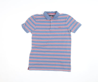 Ben Sherman Boys Blue Striped Polo Shirt 14-15 Years Casual Classic