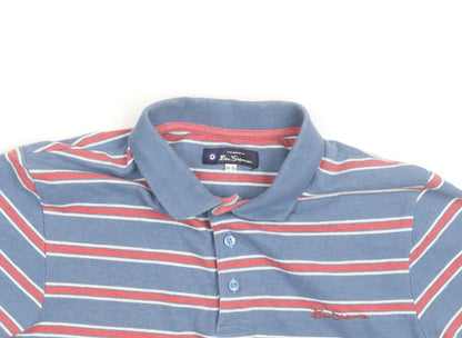 Ben Sherman Boys Blue Striped Polo Shirt 14-15 Years Casual Classic