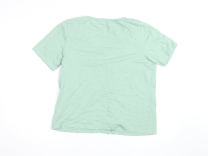 FatFace Women Green Short Sleeve Button-Up Cotton Top Size 16