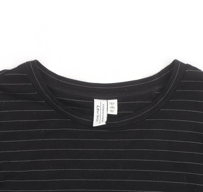 & Other Stories Women Black Striped Cotton Long Sleeve T-Shirt Size 12