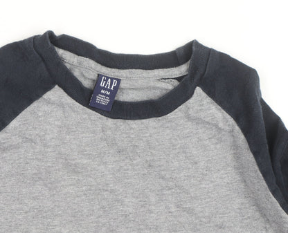 GAP Men's Grey & Blue Long Sleeve Raglan Cotton Top M