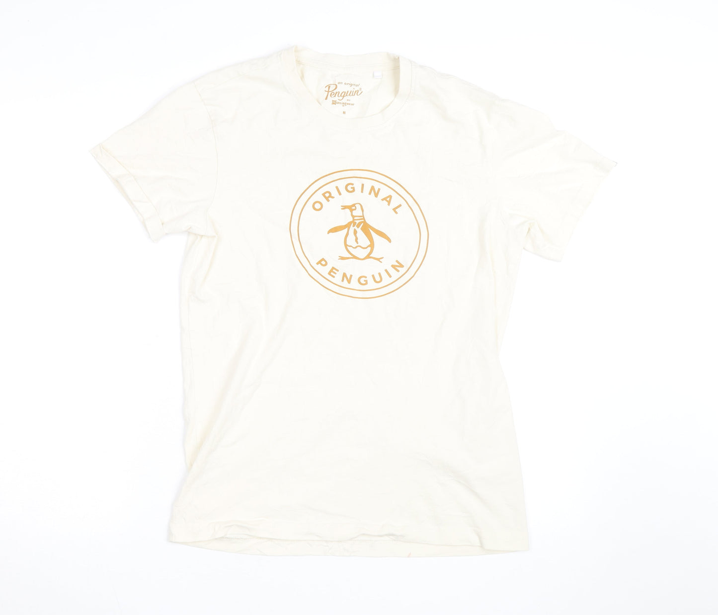 Original Penguin Men’s Ivory Graphic T-Shirt Medium Cotton Crew Neck