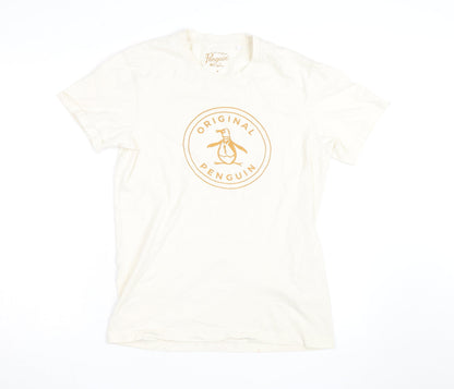 Original Penguin Men’s Ivory Graphic T-Shirt Medium Cotton Crew Neck