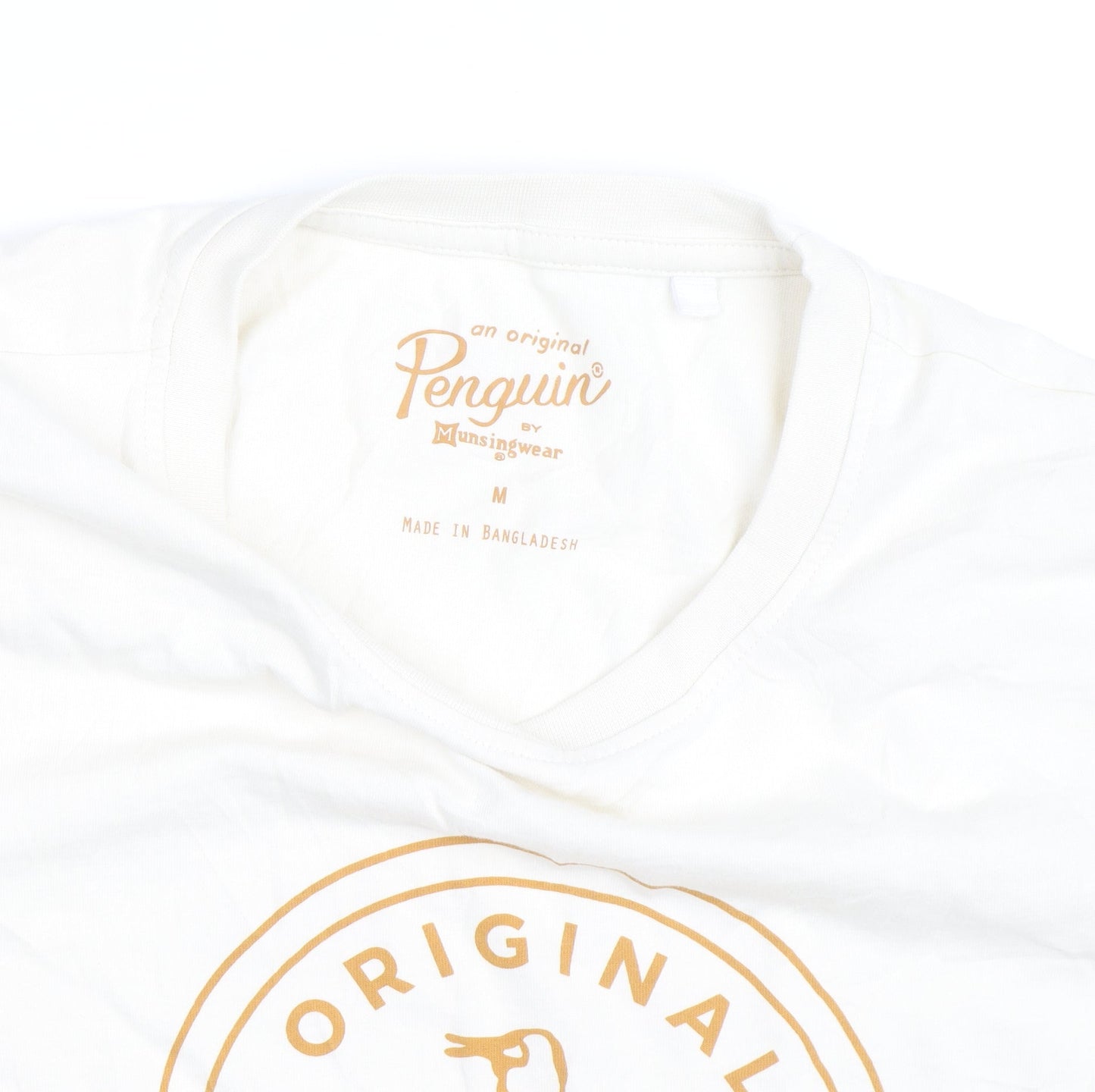 Original Penguin Men’s Ivory Graphic T-Shirt Medium Cotton Crew Neck