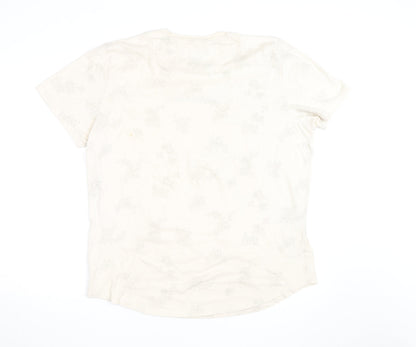 Abercrombie & Fitch Men's Beige Floral Soft AF Crew Neck T-Shirt XXL