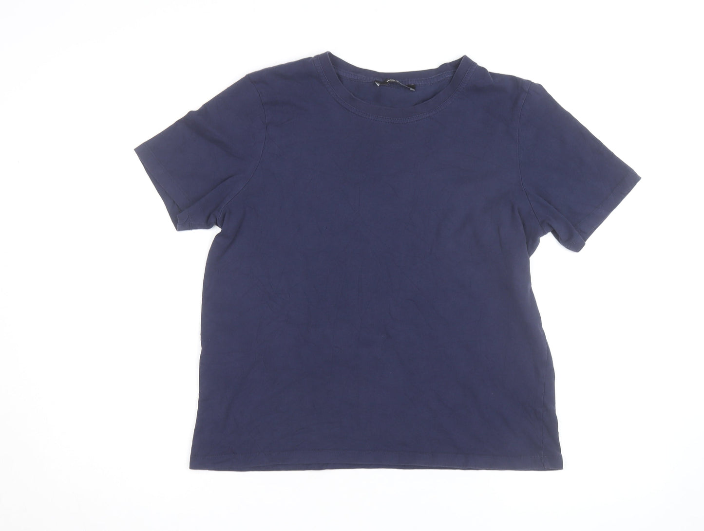 Karen Millen Women's Blue Crew Neck Short Sleeve Cotton T-Shirt M