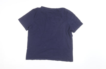 Karen Millen Women's Blue Crew Neck Short Sleeve Cotton T-Shirt M