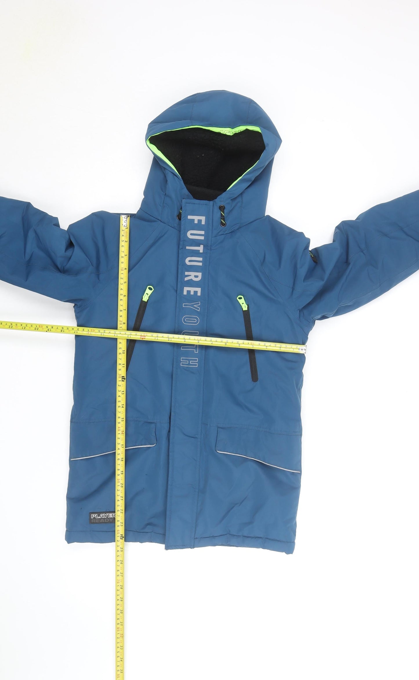 F&F Boys Blue Hooded Winter Parka Coat - 10 Years Waterproof Lined