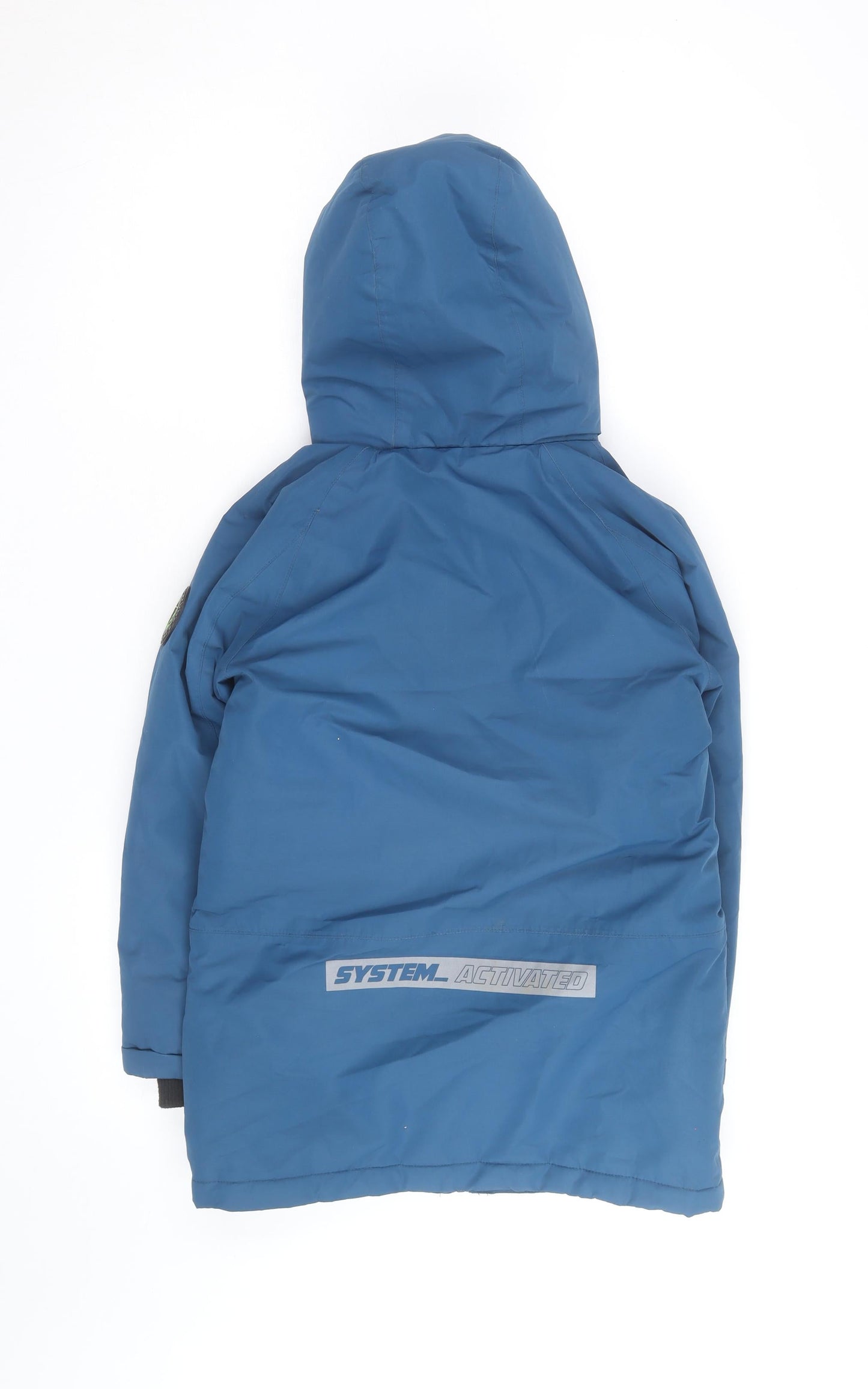 F&F Boys Blue Hooded Winter Parka Coat - 10 Years Waterproof Lined