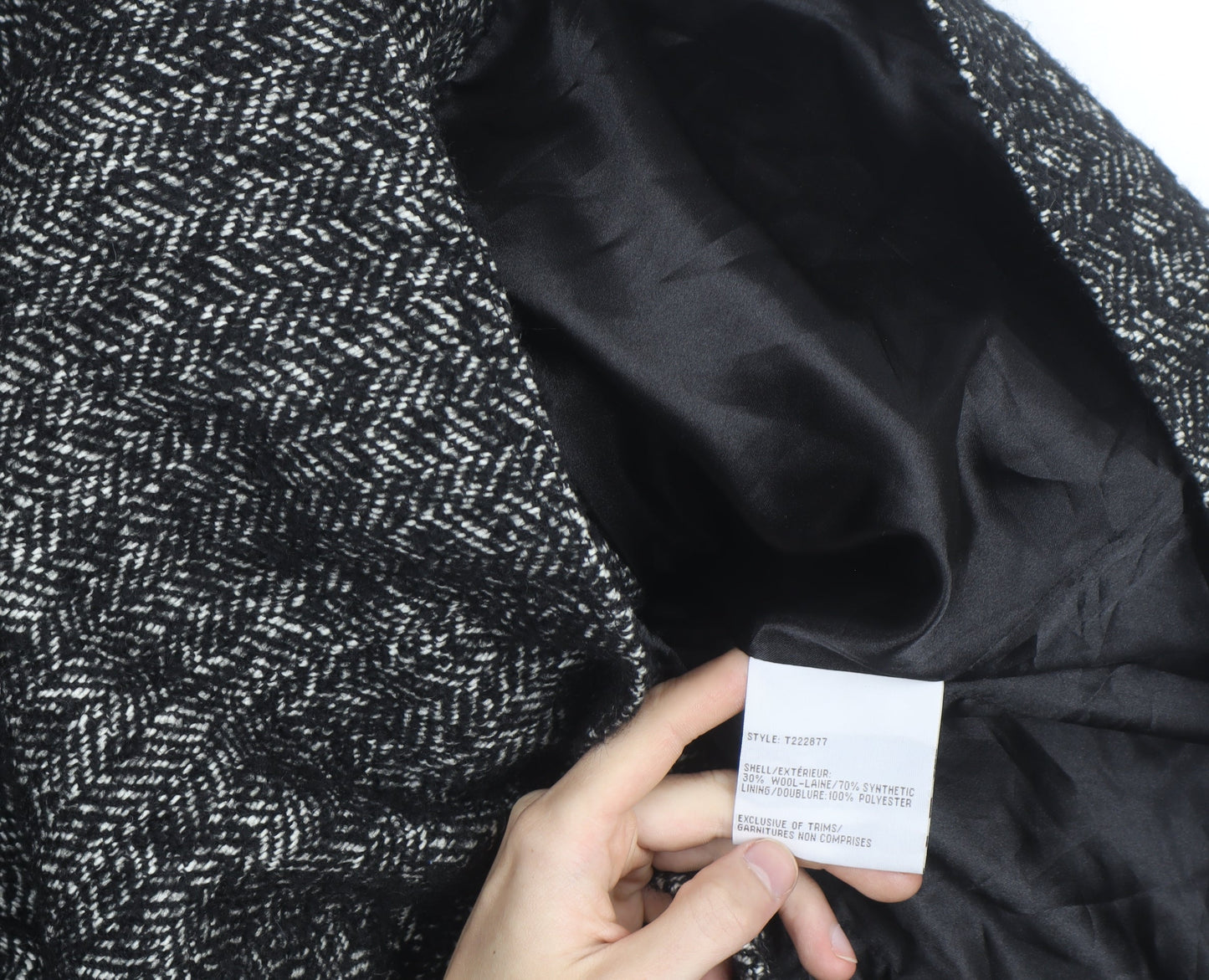 Laundry by Design Unisex Black Tweed Wool Blend Mid-Length Coat M