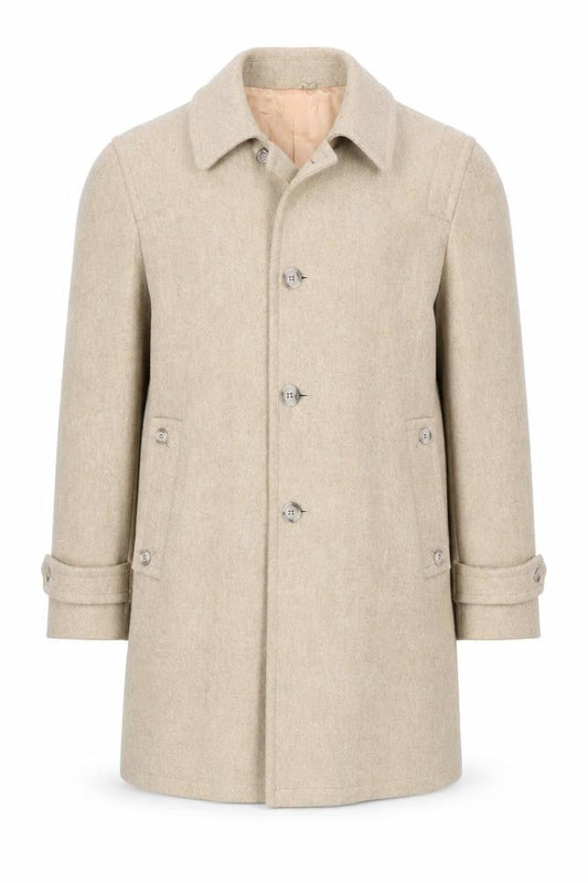 Anderson Little Men's Beige Wool Overcoat Size 38 Classic Mid-Length