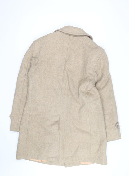 Anderson Little Men's Beige Wool Overcoat Size 38 Classic Mid-Length