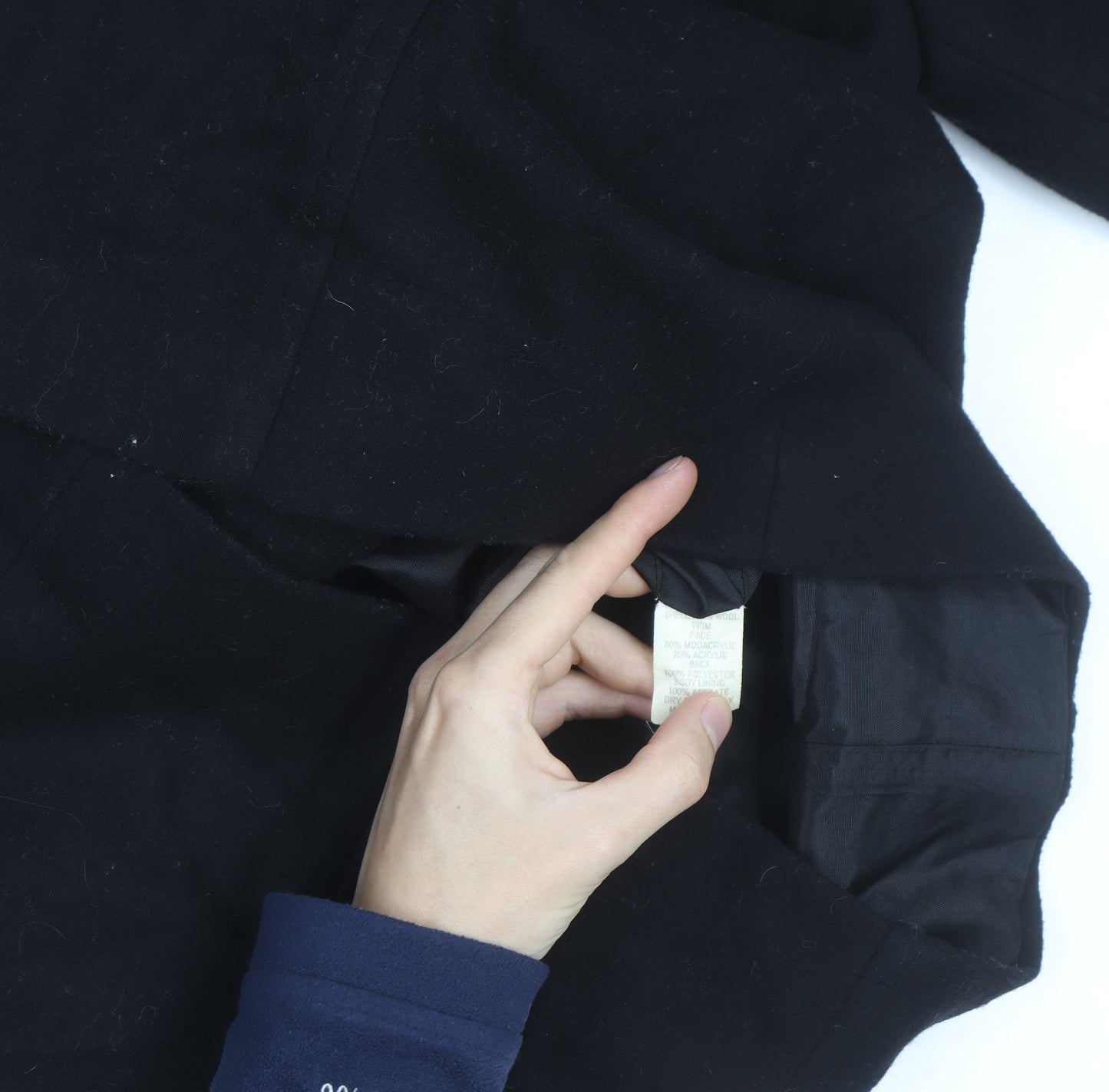Larry Levine Women's Black Wool Blend Pea Coat Size 8 Fur Trim