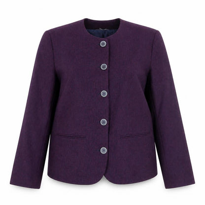 Bleyle Womens Purple Wool Blend Collarless Blazer Jacket Size 12