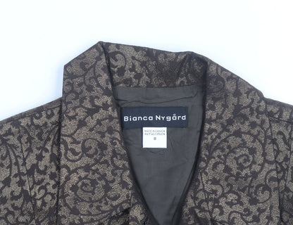 Bianca Nygard Womens Brown Metallic Floral Cropped Blazer Size 8