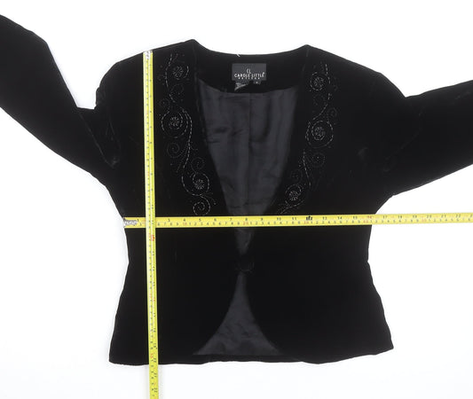 Carole Little Petites Women’s Black Velvet Beaded Blazer Size 6P