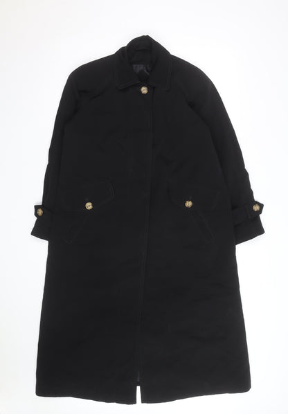 New York Harbor Womens Black Long Trench Coat Size 12