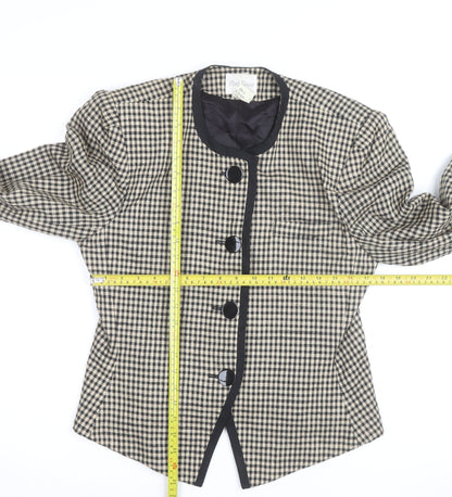Park Square Women Beige Checked Blazer Jacket Size 12 Classic Style