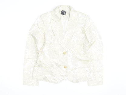 NY Collection Women's Ivory Metallic Floral Blazer Size S