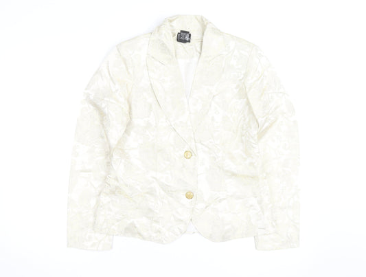 NY Collection Women's Ivory Metallic Floral Blazer Size S