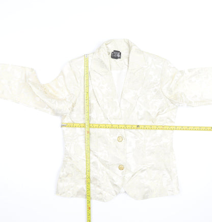 NY Collection Women's Ivory Metallic Floral Blazer Size S