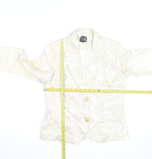 NY Collection Women's Ivory Metallic Floral Blazer Size S