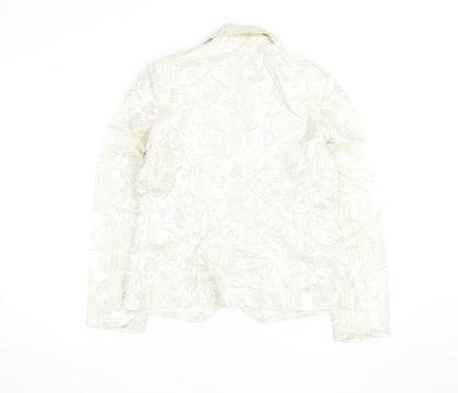 NY Collection Women's Ivory Metallic Floral Blazer Size S